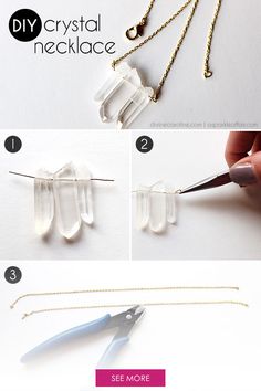 Raw crystals and gems are unique and beautiful, especially when they're used in jewelry. Check out this easy necklace DIY. #divinecaroline #DIY #jewelry