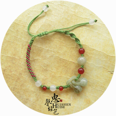 结缘款 天然翡翠平安玉锁玛瑙金刚结编织手链 古典中国风满包邮