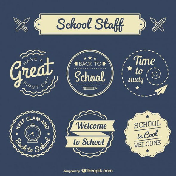 190个可以免费使用的徽章矢量图Back-to-school-badges-set