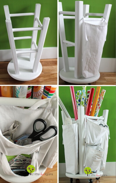 20 Creative Furniture Hacks -- LOVE this! Even has wheels on the bottom so it's easy to move around.