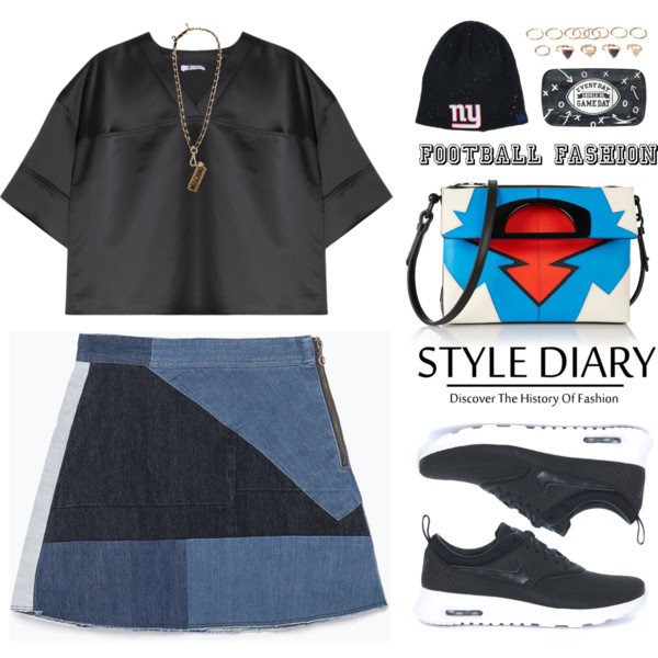 #footballfashion #football #game #sportystyle #hoodie #Sweatshirt #AlexanderWang #black #denim #skirt #zara #sneakers #nike #christianlouboutin #clutch #chic #trend #StreetStyle #summertofall #topsets @polyvore-editorial @polyvore