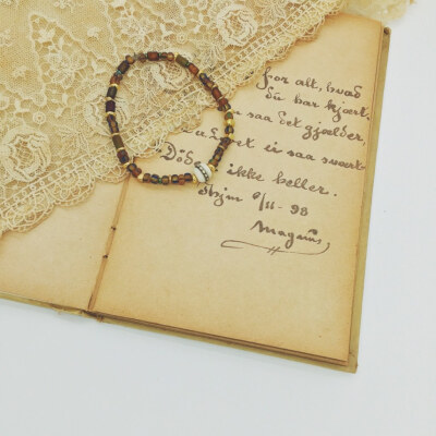 原创｛珍妮的奇遇｝花色孤品古董琉璃珠手链
