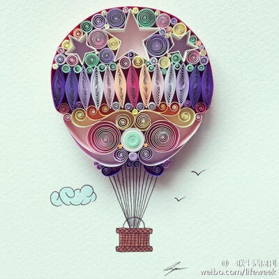 卷纸的艺术。热气球。作者：土耳其姑娘Sena Runa。纸艺 卷纸艺术 手工