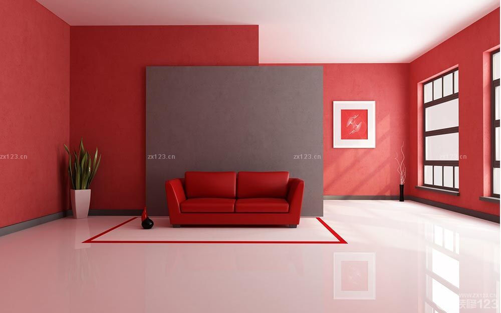 现代风格房屋室内红色墙面装修效果图片