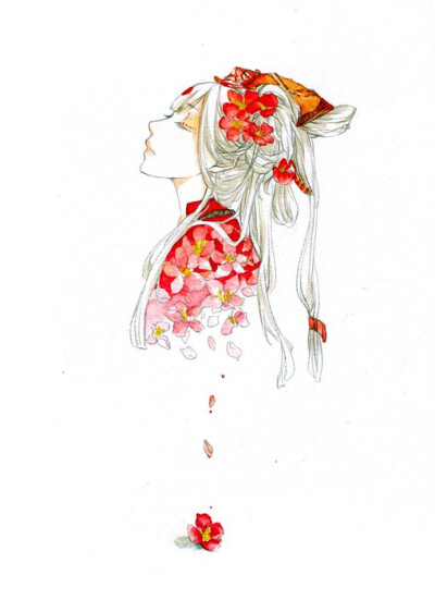 分享一组很有中国风感觉的意境唯美古风插画，每一张都犹如一首诗，画面感觉很不错哦，大爱这样的画风