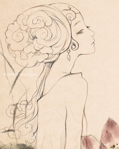 分享一组很有中国风感觉的意境唯美古风插画，每一张都犹如一首诗，画面感觉很不错哦，大爱这样的画风