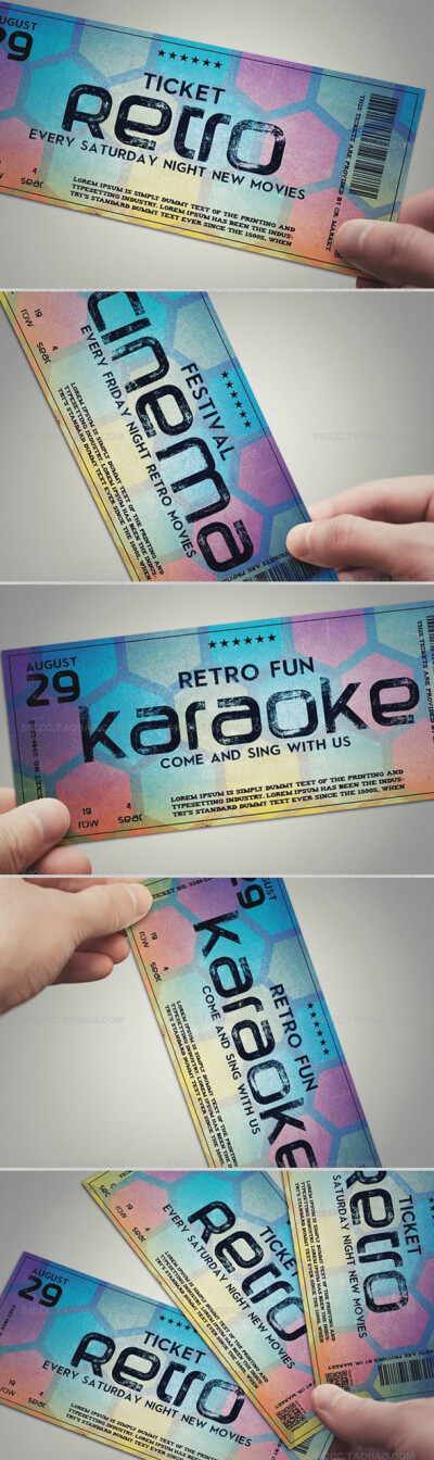 Stylish retro ticket 时尚复古门票模板素材源文件