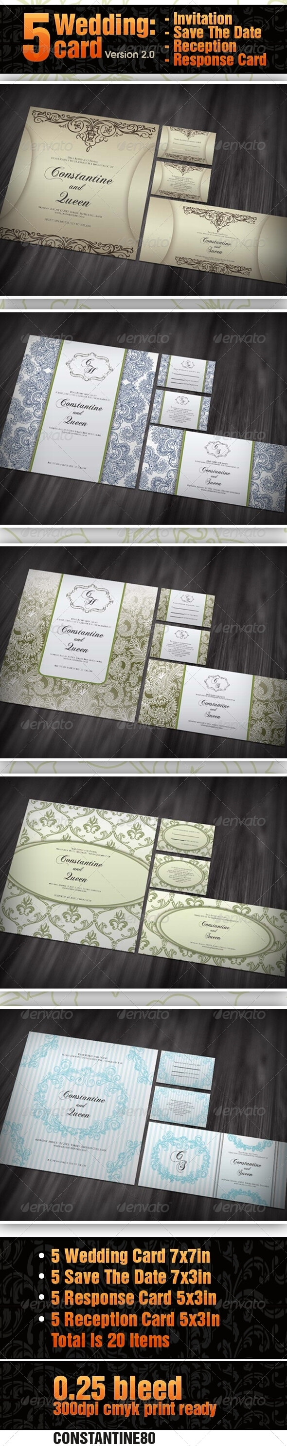 5 items Wedding Card ver 2.0 婚礼卡模板素材设计源文件