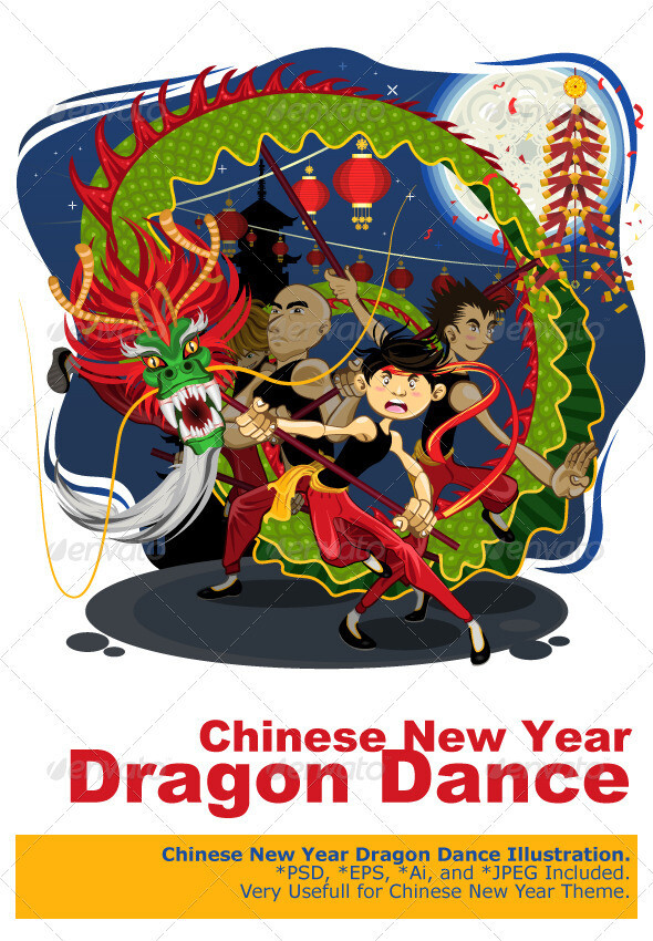 chinesenewyeardragondance喜慶繪畫插圖設計素材源文件模板