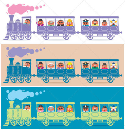 Steam Train Driver蒸汽火车司机人物绘画插图设计素材源文件模板