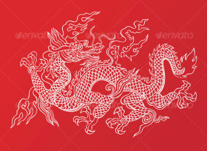 chinese dragon 龙绘画插图设计素材源文件模板