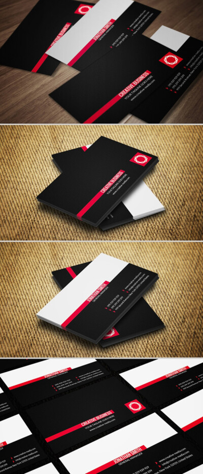 Red &amp;amp; Black Business Card CM025 国外名片设计模板素材源文件