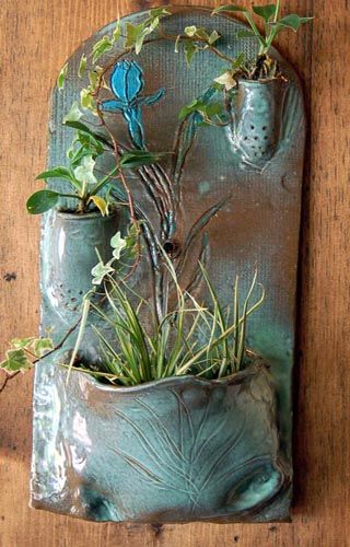 hand-built wall fountain/planter: