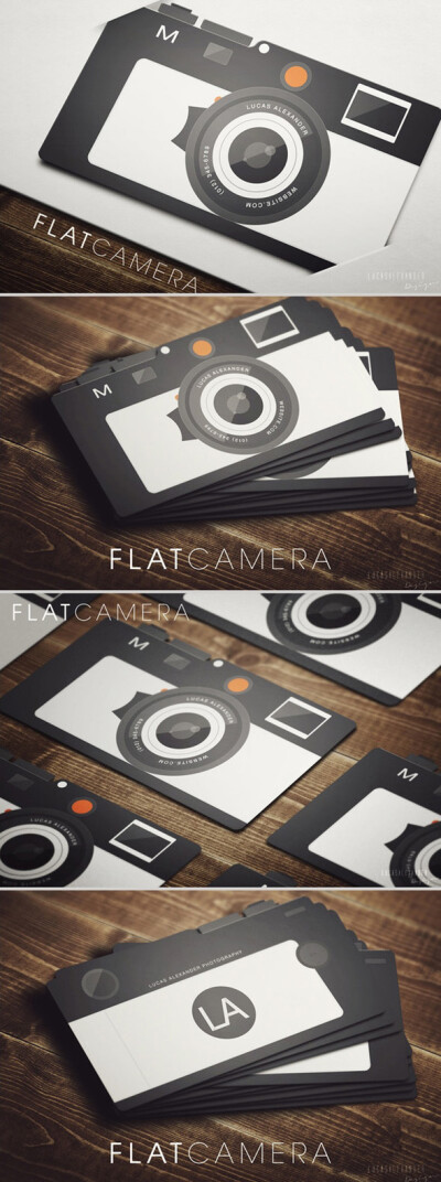 Flat Camera Business Card国外商务名片设计模板素材设计源文件