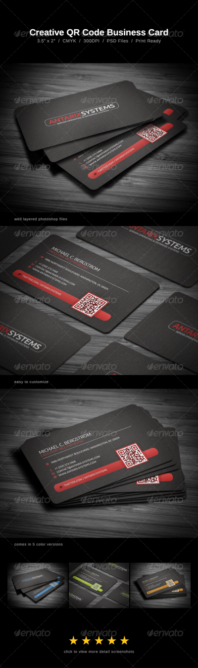 Creative QR Code Business Card 创意二维码PSD名片设计展示模板