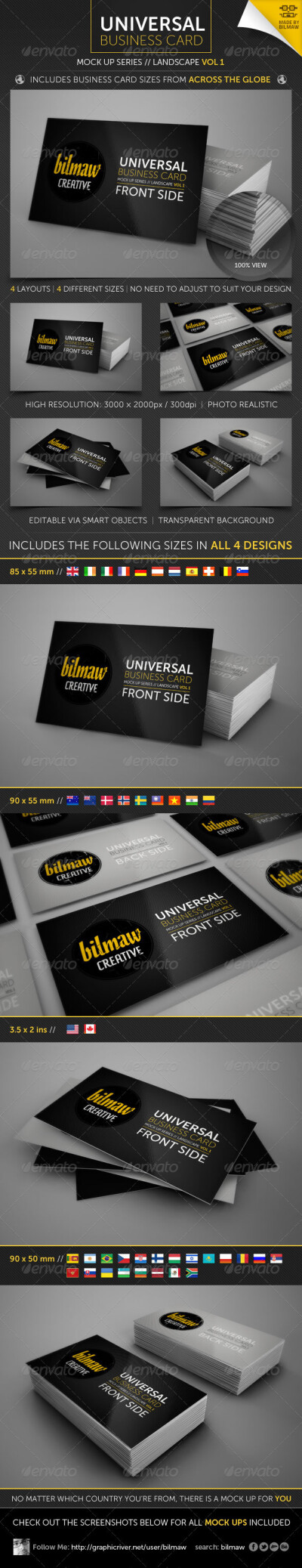 Universal Business Card Mock Up名片设计展示模板提案贴图素材