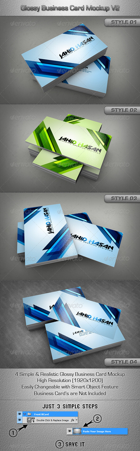 Glossy Business Card MockUp名片设计展示模板提案贴图素材