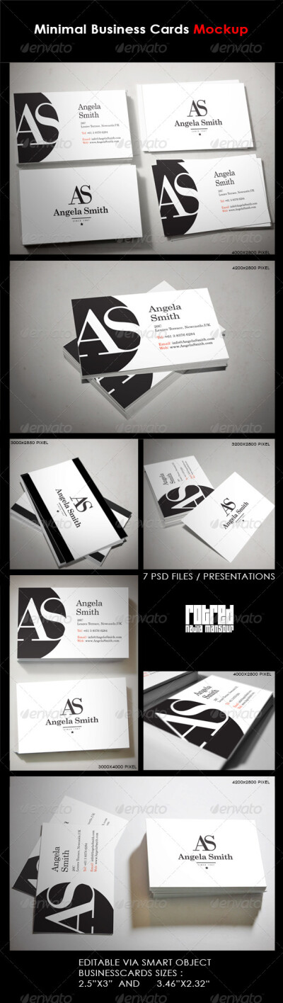 Minimal Business Cards Mock-Up名片设计展示模板提案贴图素材