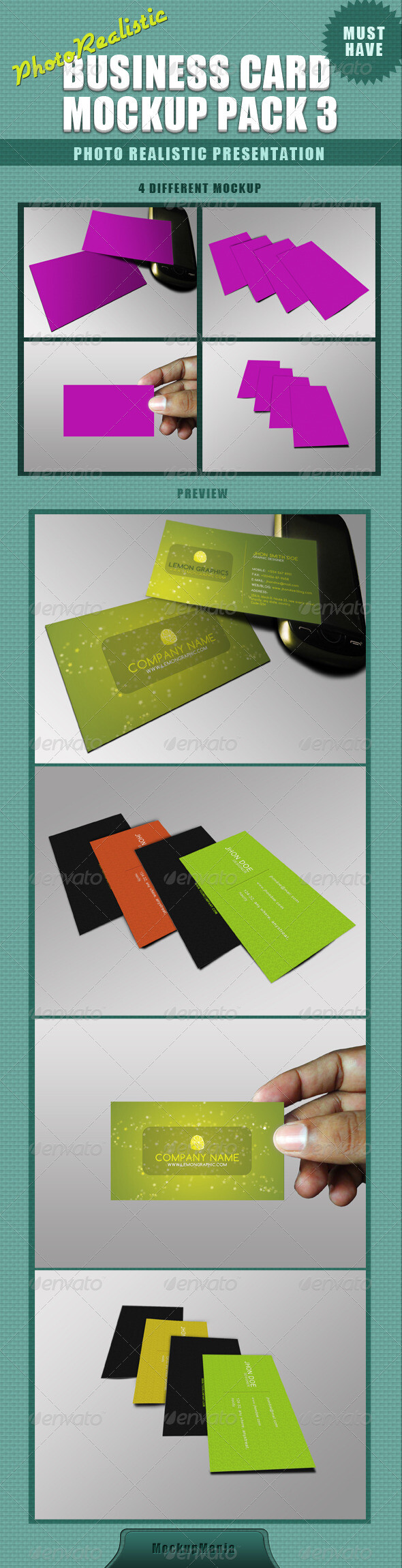 Photorealistic Business Card Mockup1名片设计展示模板贴图素材