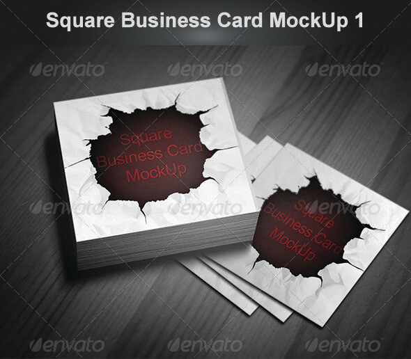 Square Business Card MockUp名片设计展示模板提案贴图素材