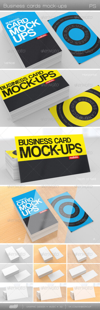 Business Card Mock-Ups V3 名片设计展示模板提案贴图素材源文件