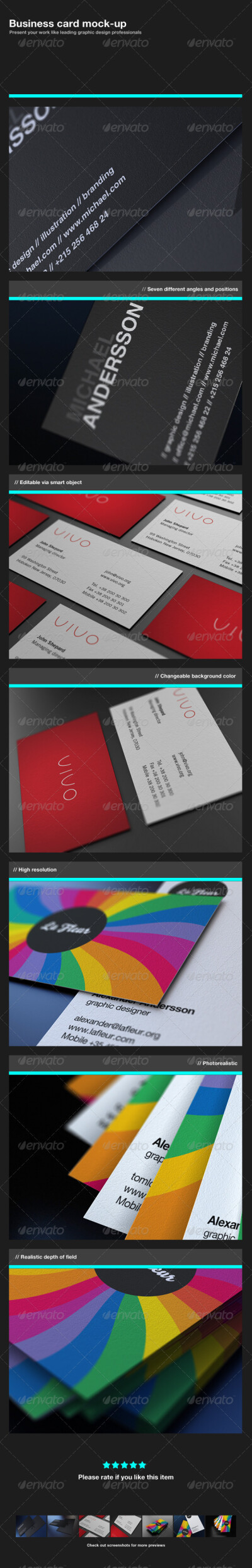 Business Card Mock-Up V7 名片设计展示模板提案贴图素材源文件