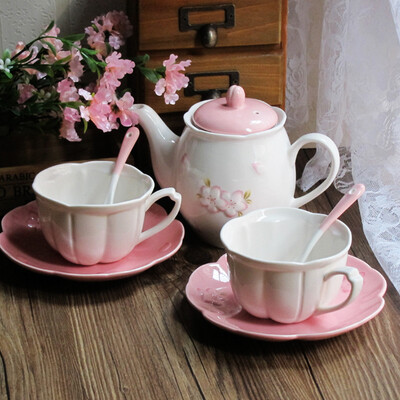 zakk欧式咖啡花茶礼物 日式樱花陶瓷下午茶杯碟茶壶套装
