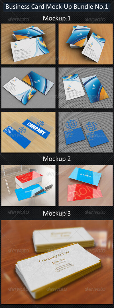 Business Card Mock-Up Bundle V1 名片设计展示模板提案贴图素材