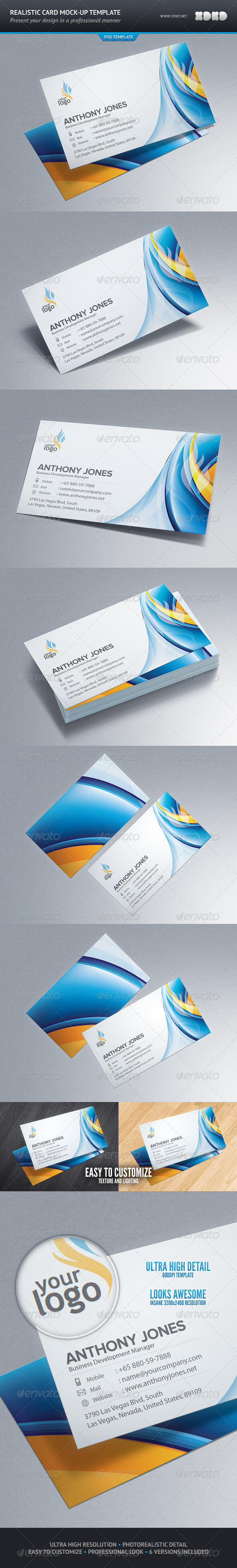 Photorealistic Business Card Mockup Template名片设计展示模板