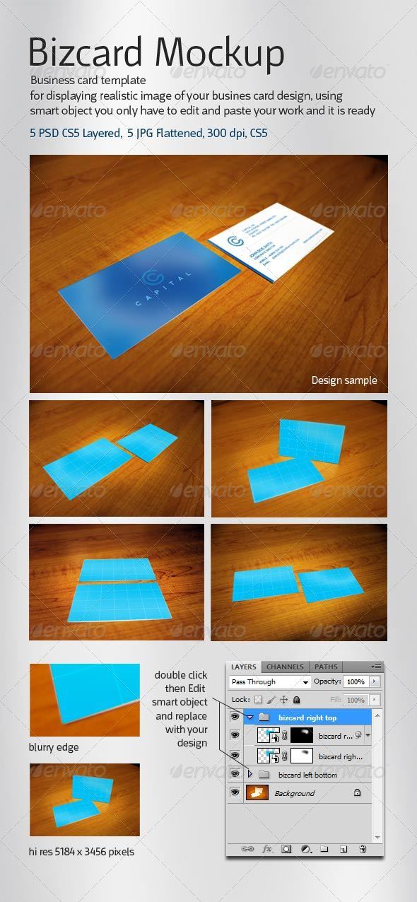 Realistic 5 Business Card Mockup名片设计展示模板提案贴图素材