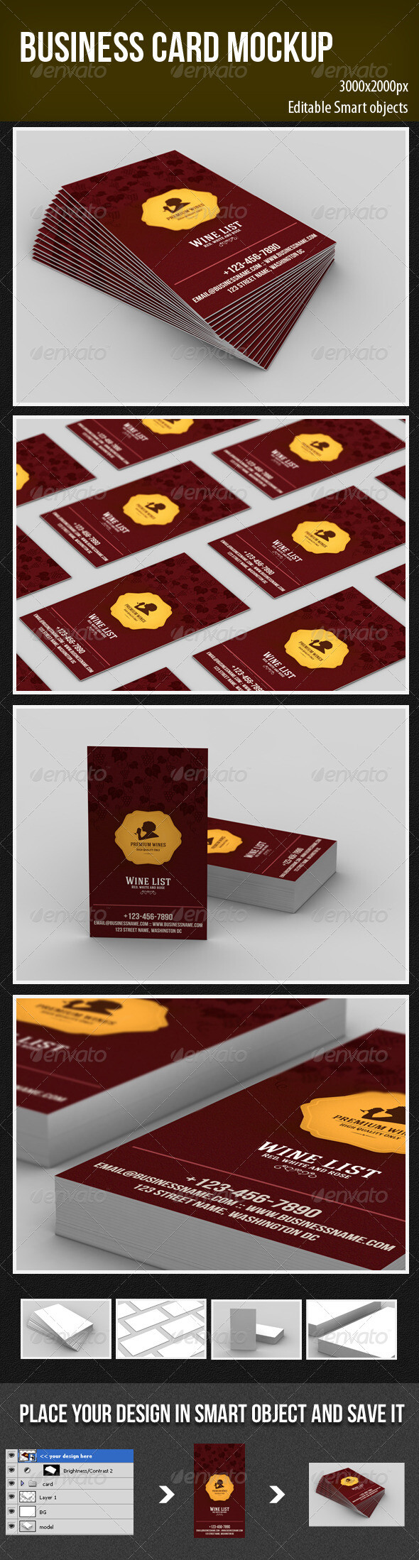 Business Card Mockup V5 名片设计展示模板提案贴图素材源文件