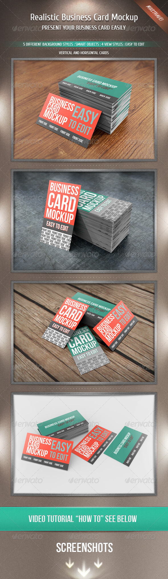 Realistic Business Card Mockup名片设计展示模板提案贴图素材