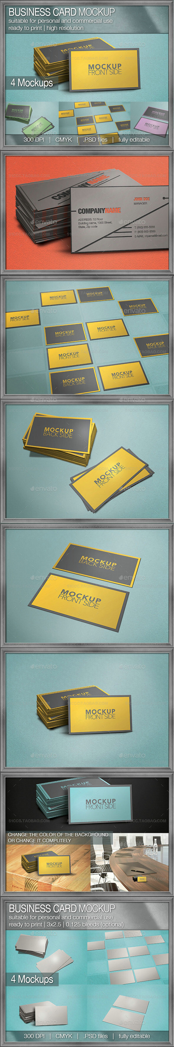 Realistic Business Card 名片设计展示模板提案贴图素材源文件