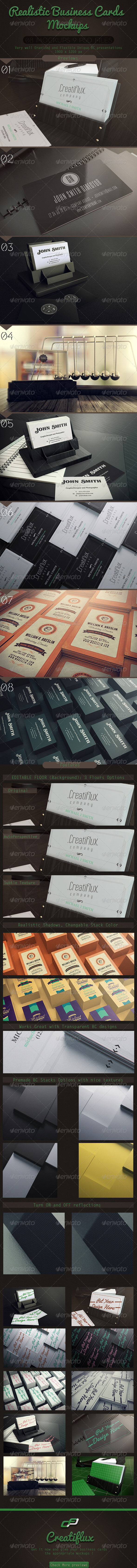 Realistic Business Cards Mockups PSD名片设计展示模板贴图素材