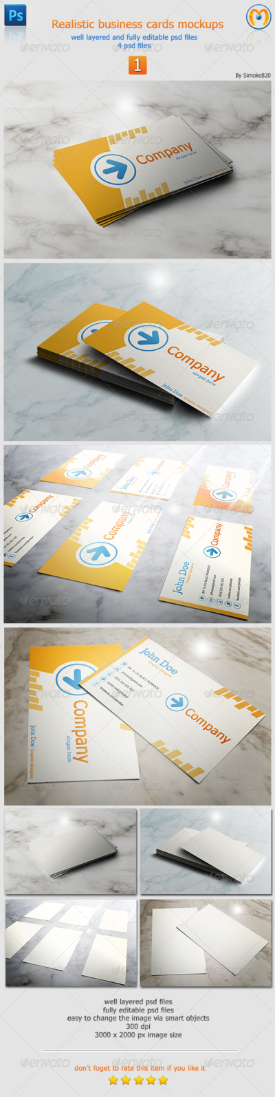 Realistic Business Card Mockups PSD名片设计展示模板贴图素材