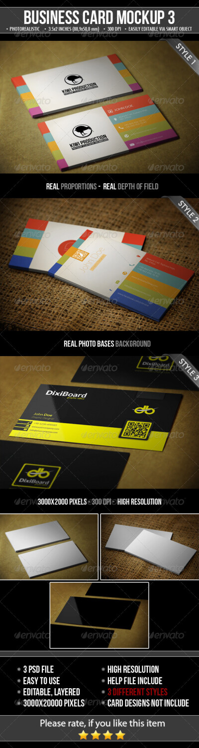 Realistic Business Card Mock-Up名片设计展示模板提案贴图素材