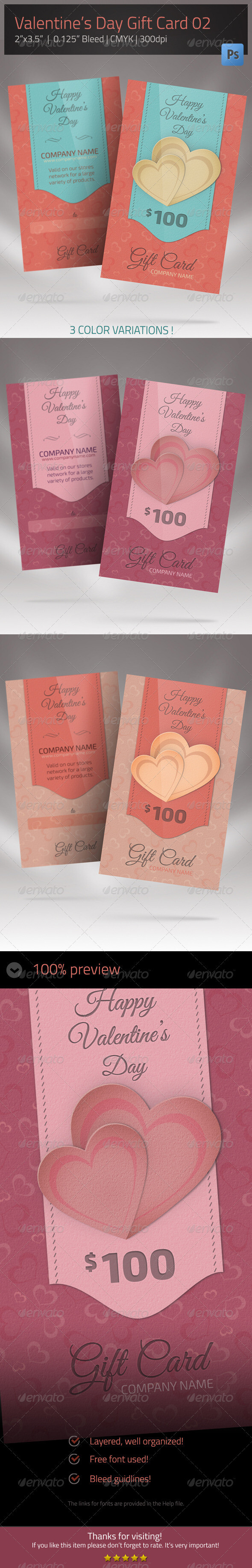 Gift Card for Valentines Day 02 情人节贺卡卡片模板素材设计