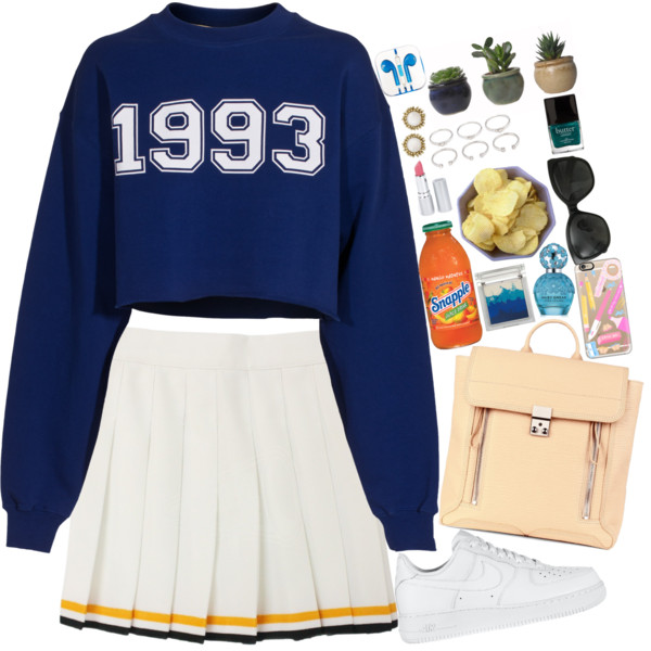 A fashion look from September 2015 featuring sweatshirts hoodies, knee length skirts and backpacks bags. Browse and shop related looks.