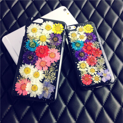 i6手机壳5.5s 韩国时尚潮女苹果6手机套硬壳iphone6plus套 干花朵