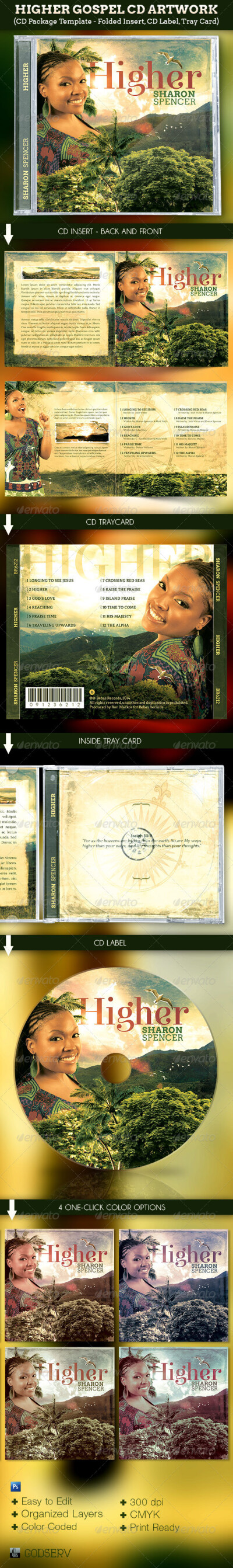 Higher Gospel CD Artwork Template 光盘盒装素材设计源文件