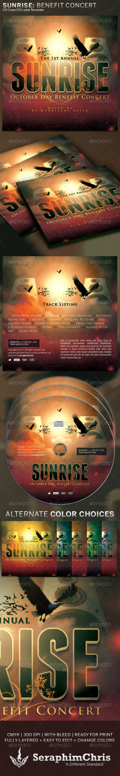 Sunrise Benefit Concert CD Cover Artwork Template光盘盒装