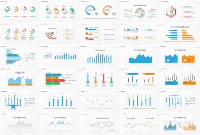 超实用┃微立体数据图表合集┃高度可编辑┃30套┃四种配色_配色二