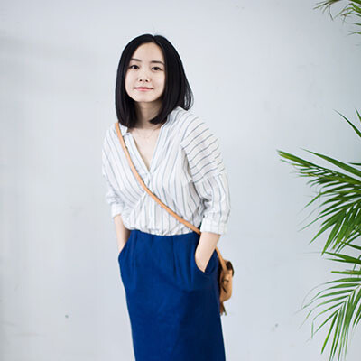 ONEFUN-秋款日系清新条纹V领宽松气质甜美和风长袖衬衫