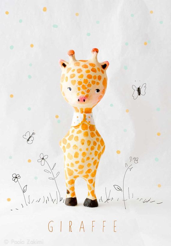 Giraffe Figurine Doll animal ABC animals by Paola Zakimi by holli, $120.00: