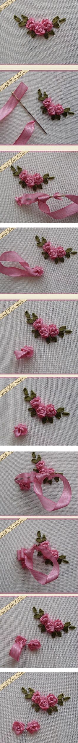 Sweet ribbonwork Rosebud clusters.: