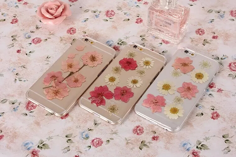 苹果6手机壳日系复古干花朵名媛风真花iphone6 plus手机套文艺女