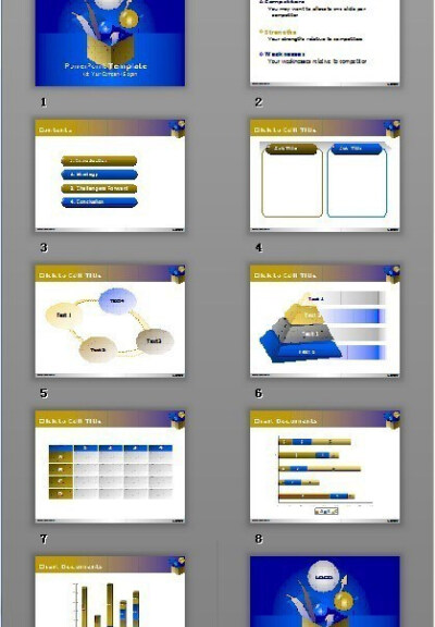 棕黄蓝渐变白底图示意图图表PPT模板www.2ppt.cn