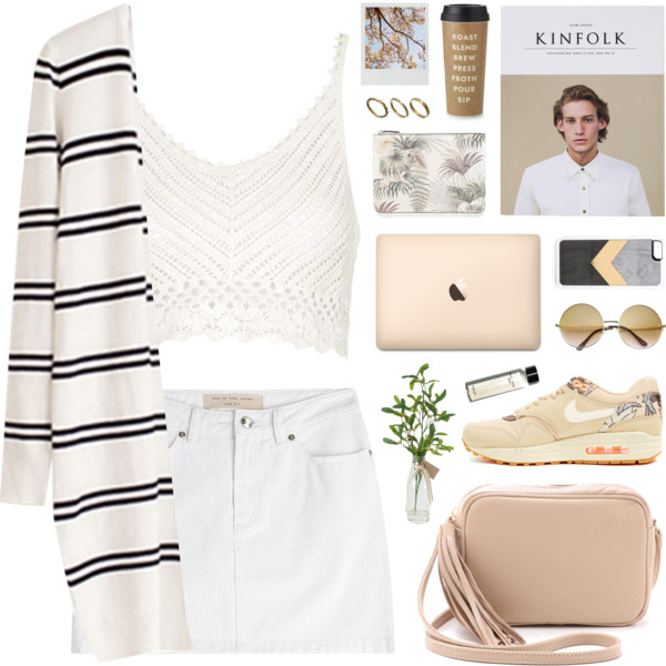 #whiteshirt #denimskirt #white #classy #casualchic #chic #streetstyle #autumn #cardigan #tumblr