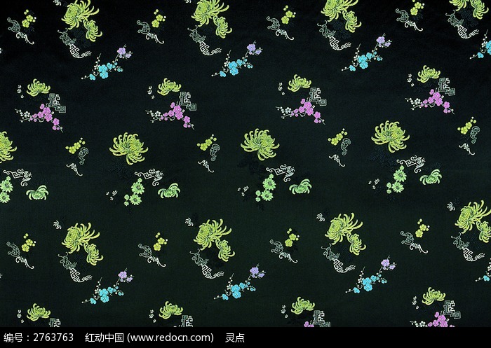 祥云黑色布料 梅花 传统吉祥图案 传统高贵花纹 花纹图案 纹理图片