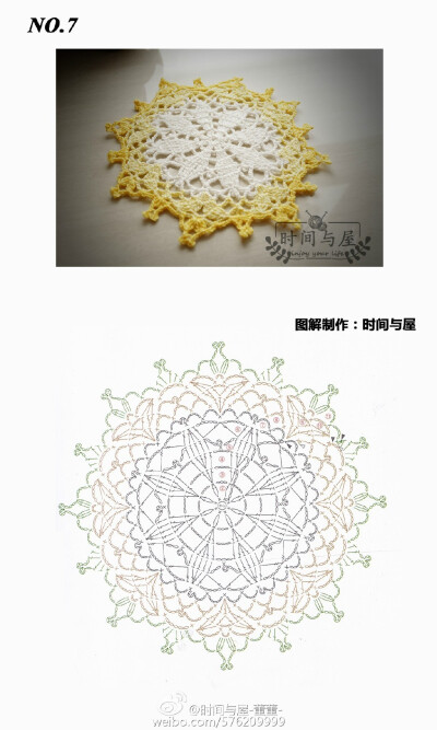 #时间与屋-每日一作# NO.7一款简单易学的钩针织片及图解